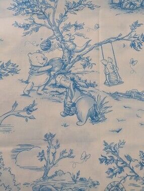 Disney Winnie the Pooh "Toile de Jouy" Fabric 43"x37" Unused Remnant